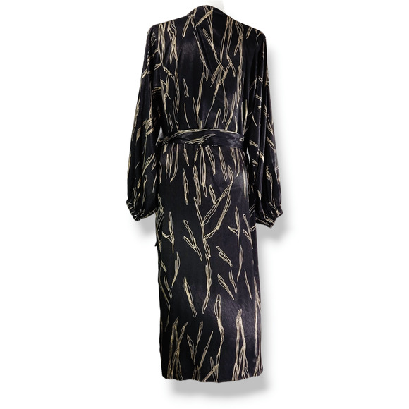 NWT Diarrablu Lala Wrap Midi Dress Size M [8-10] Scribble Noir Black Gold - Picture 6 of 13